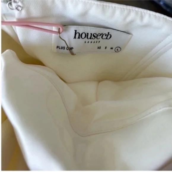 House Of CB Flora Satin Pleated Corset Midi Dress Ivory NWT - Picture 6 of 12